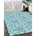 Patterned Seafoam Green Rug in Family Room, pat2370lblu