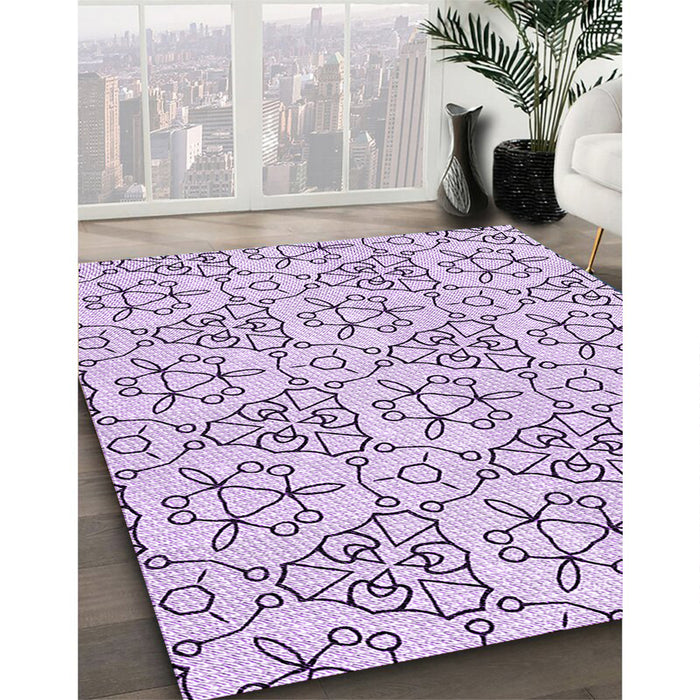 Patterned Lilac Purple Rug in Family Room, pat2370pur