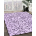 Patterned Lilac Purple Rug in Family Room, pat2370pur