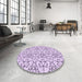 Round Patterned Lilac Purple Rug in a Office, pat2370pur