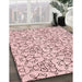 Patterned Pink Rug in Family Room, pat2370rd