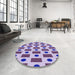 Round Patterned Mauve Purple Rug in a Office, pat2371blu