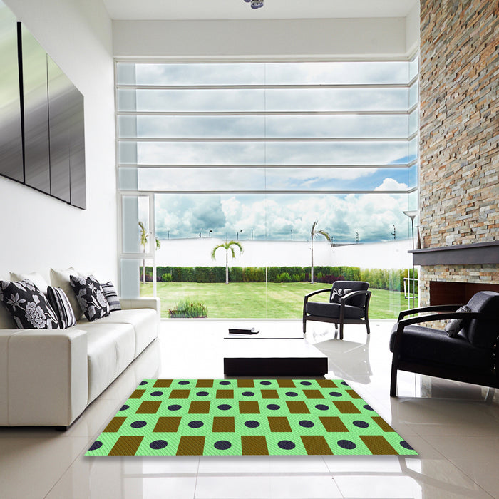 Machine Washable Transitional Green Rug in a Kitchen, wshpat2371grn