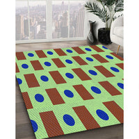 Patterned Yellow Green Rug, pat2371lblu