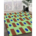 Patterned Yellow Green Rug in Family Room, pat2371lblu