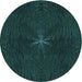 Square Patterned Teal Green Rug, pat2372lblu