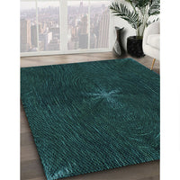 Patterned Teal Green Rug, pat2372lblu