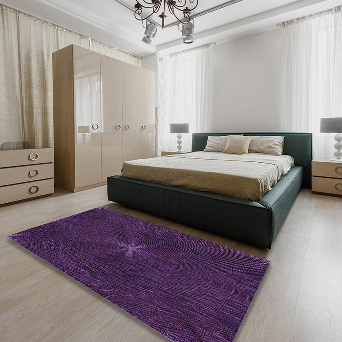 Patterned Deep Purple Rug in a Bedroom, pat2372pur
