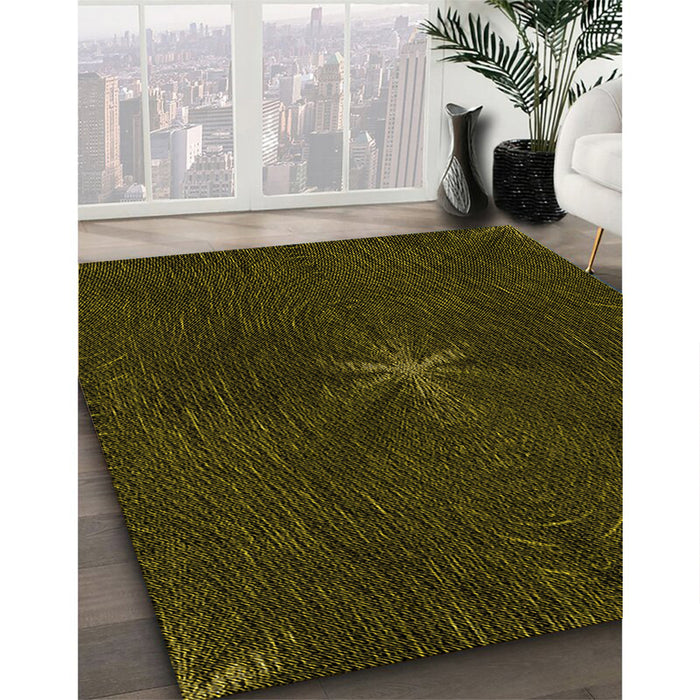 Patterned Dark Bronze Brown Rug in Family Room, pat2372yw