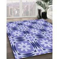 Patterned Royal Blue Rug, pat2373blu