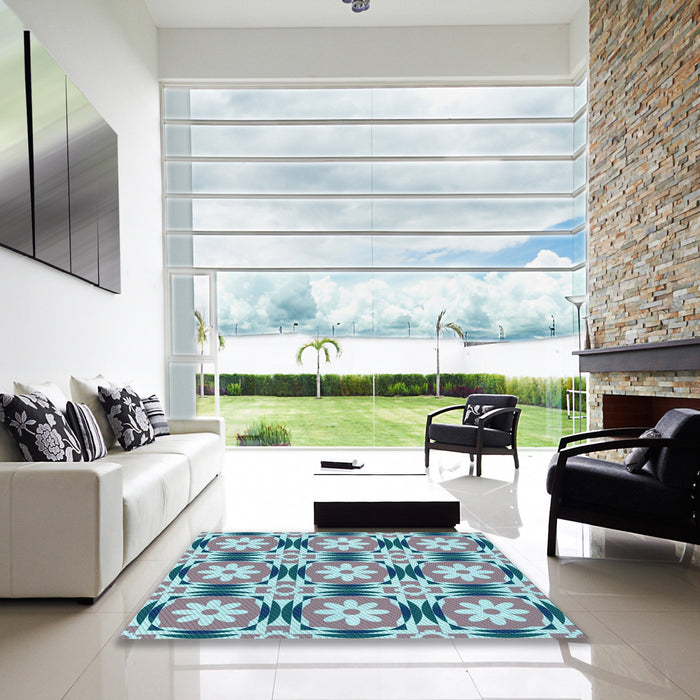 Square Patterned Blue Rug in a Living Room, pat2373lblu