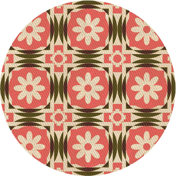 Square Patterned Red Rug, pat2373org