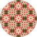 Square Patterned Red Rug, pat2373org
