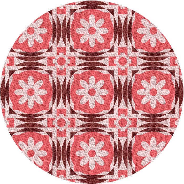 Square Patterned Pastel Pink Rug, pat2373rd