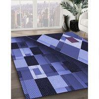 Patterned Sky Blue Rug, pat2374blu