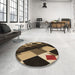 Round Patterned Bronze Brown Rug in a Office, pat2374brn