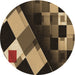 Square Patterned Bronze Brown Rug, pat2374brn