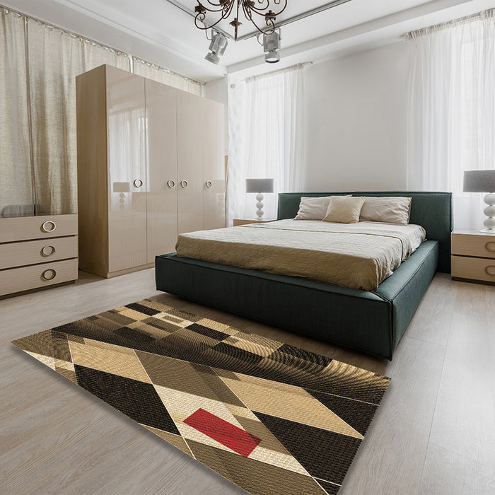 Patterned Bronze Brown Rug in a Bedroom, pat2374brn