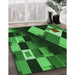 Machine Washable Transitional Deep Emerald Green Rug in a Family Room, wshpat2374grn