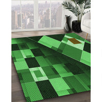 Patterned Deep Emerald Green Rug, pat2374grn