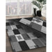 Patterned Charcoal Black Rug in Family Room, pat2374gry