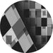 Square Patterned Charcoal Black Rug, pat2374gry