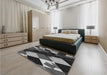 Patterned Charcoal Black Rug in a Bedroom, pat2374gry