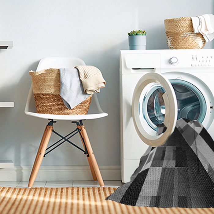 Machine Washable Transitional Charcoal Black Rug in a Washing Machine, wshpat2374gry