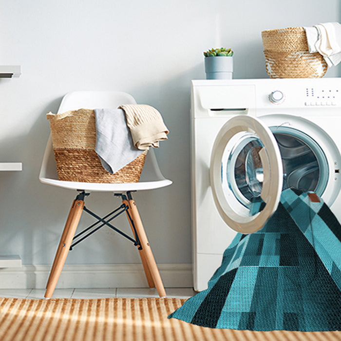 Machine Washable Transitional Dark Turquoise Green Rug in a Washing Machine, wshpat2374lblu