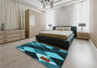 Patterned Dark Turquoise Green Rug in a Bedroom, pat2374lblu