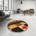 Round Patterned Orange Rug in a Office, pat2374org