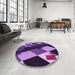 Round Patterned Purple Rug in a Office, pat2374pur