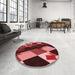 Round Patterned Dark Red Rug in a Office, pat2374rd