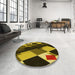 Round Patterned Red Rug in a Office, pat2374yw