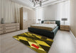 Patterned Red Rug in a Bedroom, pat2374yw