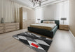 Machine Washable Transitional Midnight Gray Rug in a Bedroom, wshpat2374