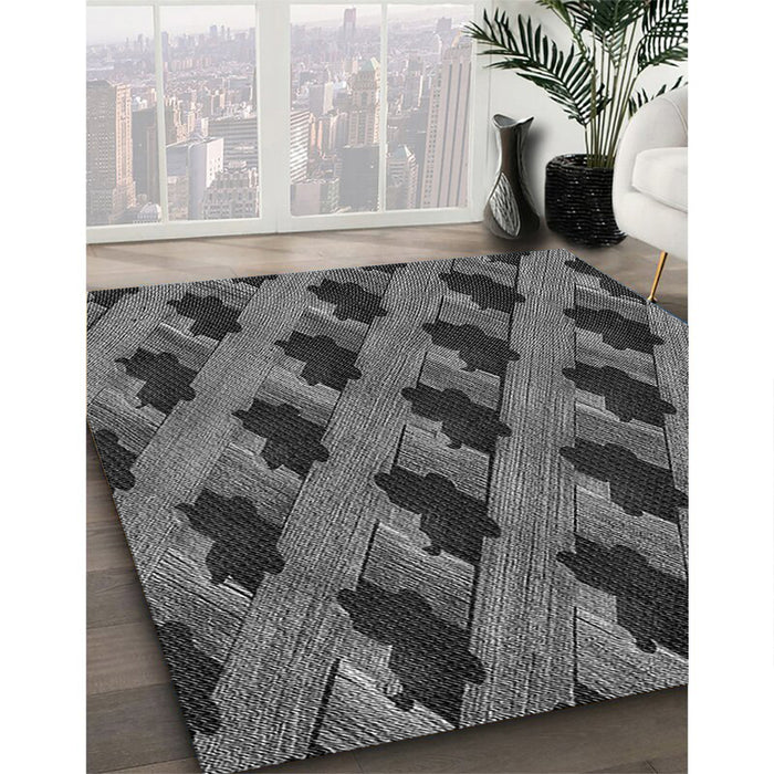 Patterned Dark Gray Black Rug in Family Room, pat2375gry