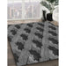 Patterned Dark Gray Black Rug in Family Room, pat2375gry