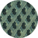 Square Patterned Dark Slate Grey Green Rug, pat2375lblu