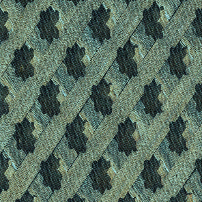 Round Patterned Dark Slate Grey Green Rug, pat2375lblu