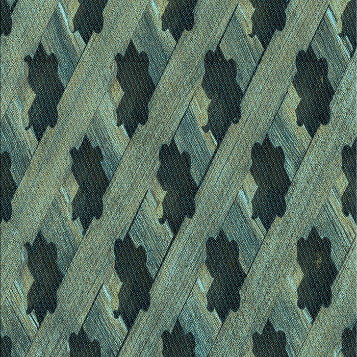 Patterned Dark Slate Grey Green Rug, pat2375lblu