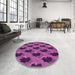 Round Patterned Purple Rug in a Office, pat2375pur