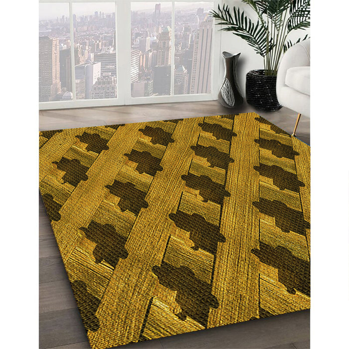 Patterned Dark Orange Rug in Family Room, pat2375yw