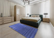 Patterned Blue Rug in a Bedroom, pat2376blu