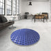 Round Patterned Blue Rug in a Office, pat2376blu