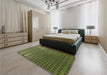 Patterned Green Rug in a Bedroom, pat2376brn