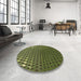 Round Patterned Green Rug in a Office, pat2376brn