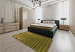 Patterned Dark Golden Brown Rug in a Bedroom, pat2376org