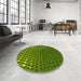 Round Patterned Green Rug in a Office, pat2376yw