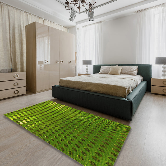 Patterned Green Rug in a Bedroom, pat2376yw